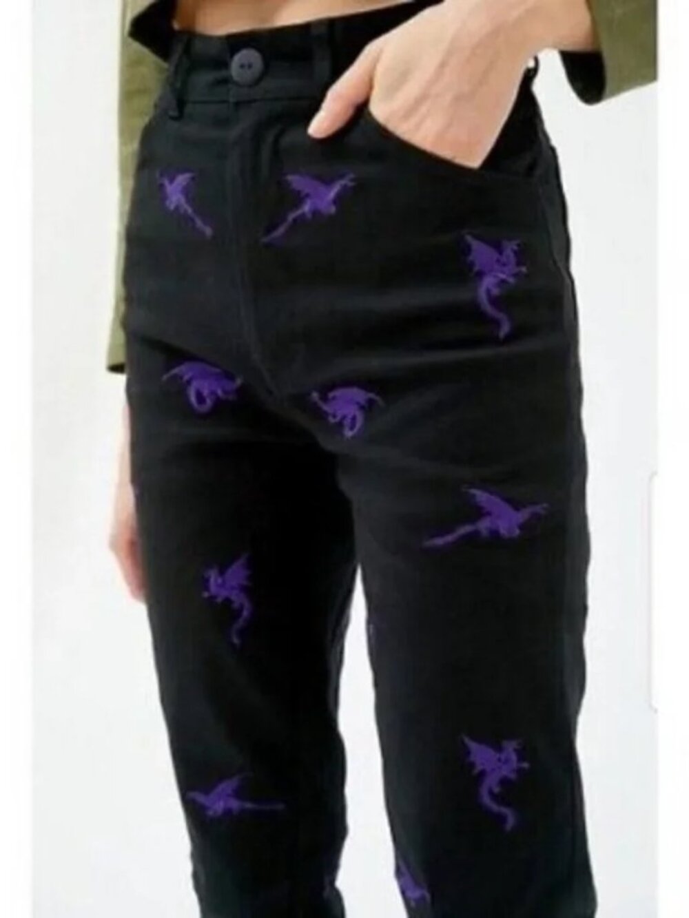 Urban Outfitters Hot Lava Dragon Goth Pants Black Purple Sz S